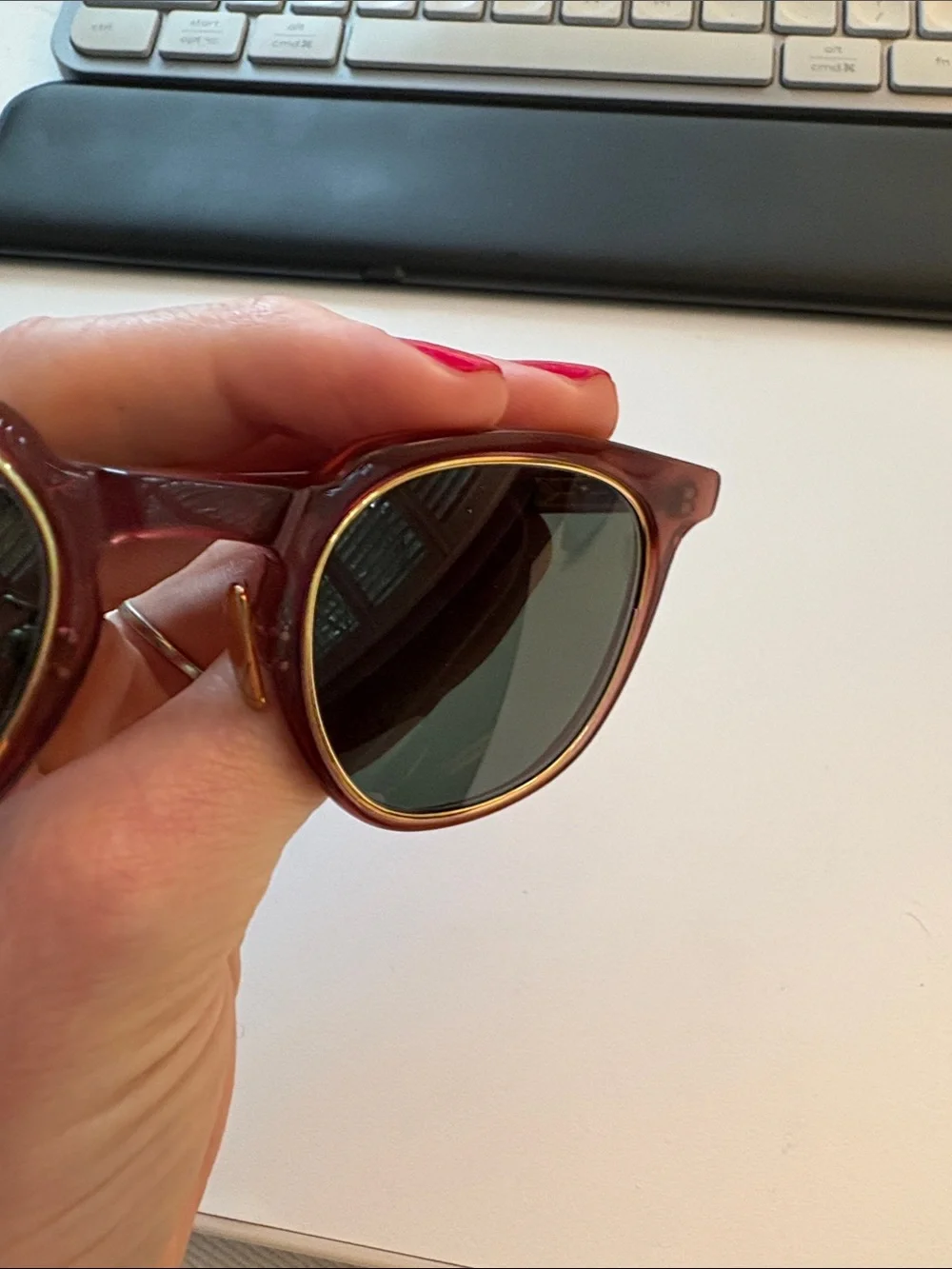 Women's Round Brown Sunglasses with Gold Trim